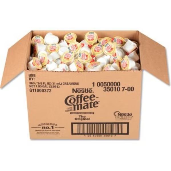Coffee mate® Liquid Coffee Creamer, Original, 0.38 oz Mini Cups, 360/Carton, Nestle, Mfr#: NES35010